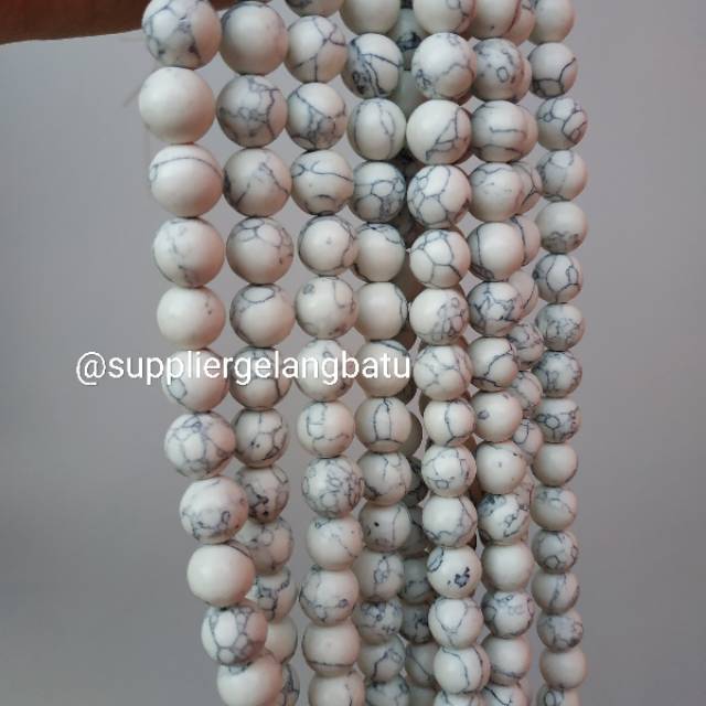 Bahan batu pirus howlite 8mm renceng