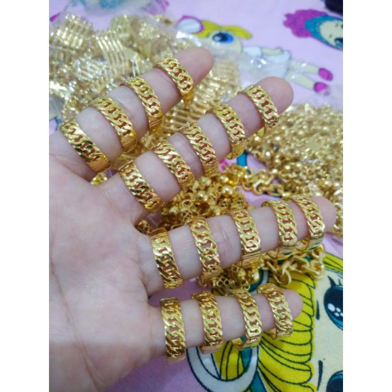 (Anti Karat) Cincin Model Rantai Lapis Emas