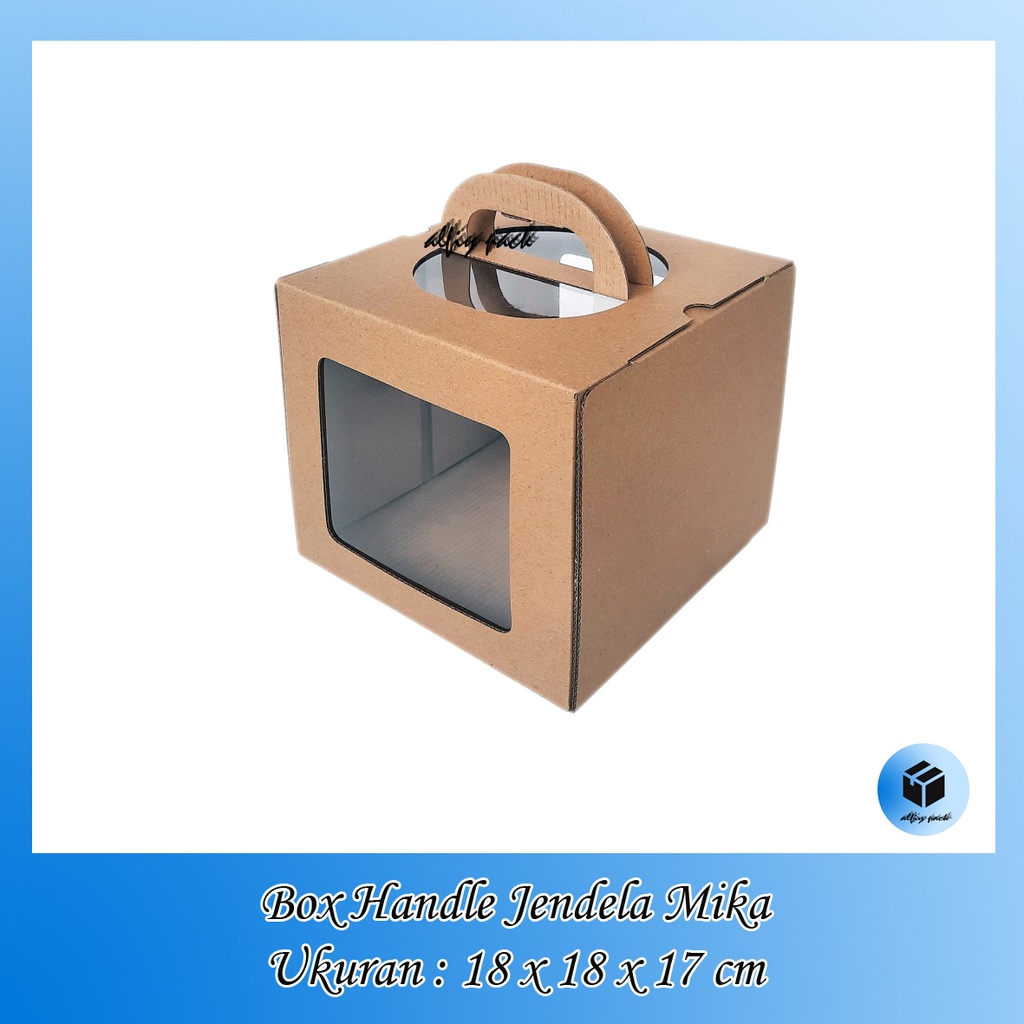 

1pack isi 10pcs BOX CAKE CORRUGATED WINDOW JENDELA MIKA HANDLE UKURAN 18x18x17 CM KOTAK KUE HAMPERS DUS PACKAGING BOLU PUDING JINJING / TENTENG
