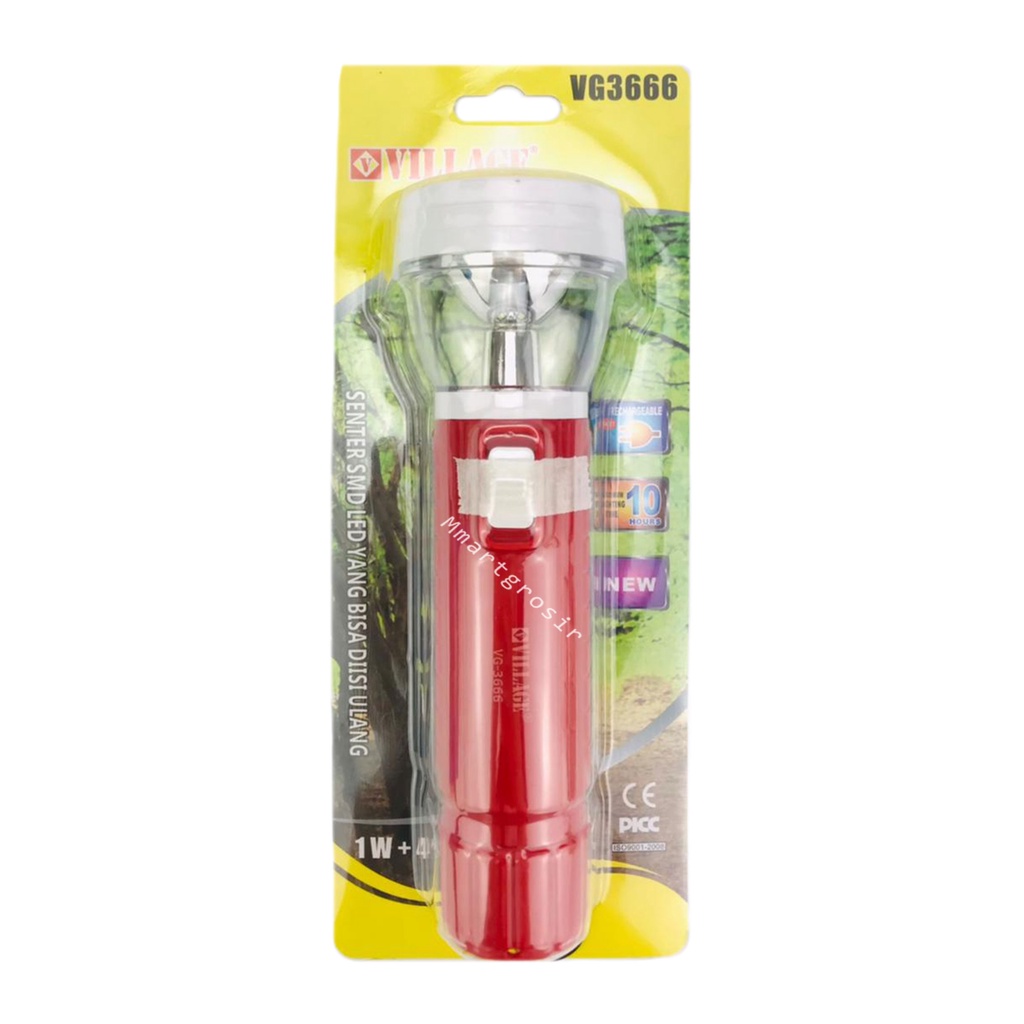 Senter Village / Senter / VG3666 / Senter Led Rechargeabletorch / 1W+ 4SMD LED