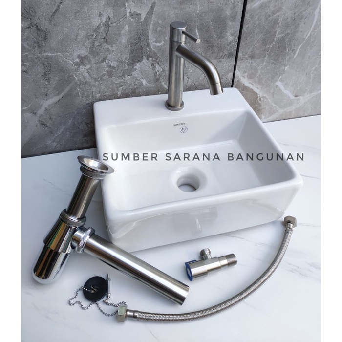 new Wastafel Set Komplit Kotak Minimalis / Westafel WB 2027 Kecil