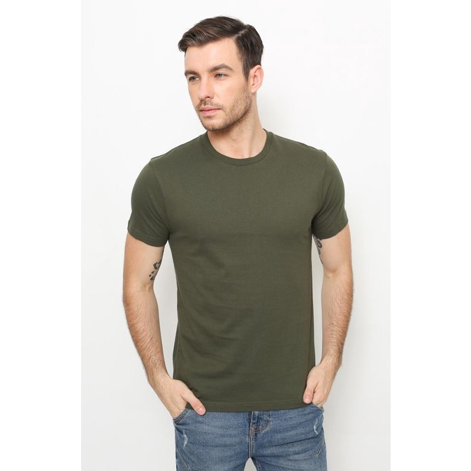 Gtee Men Kaos Polos Kerah Round Neck Army