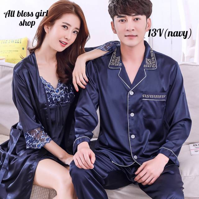 Baju Tidur Couple Floral Cantik Pasangan 13v 13w 13x Shopee Indonesia