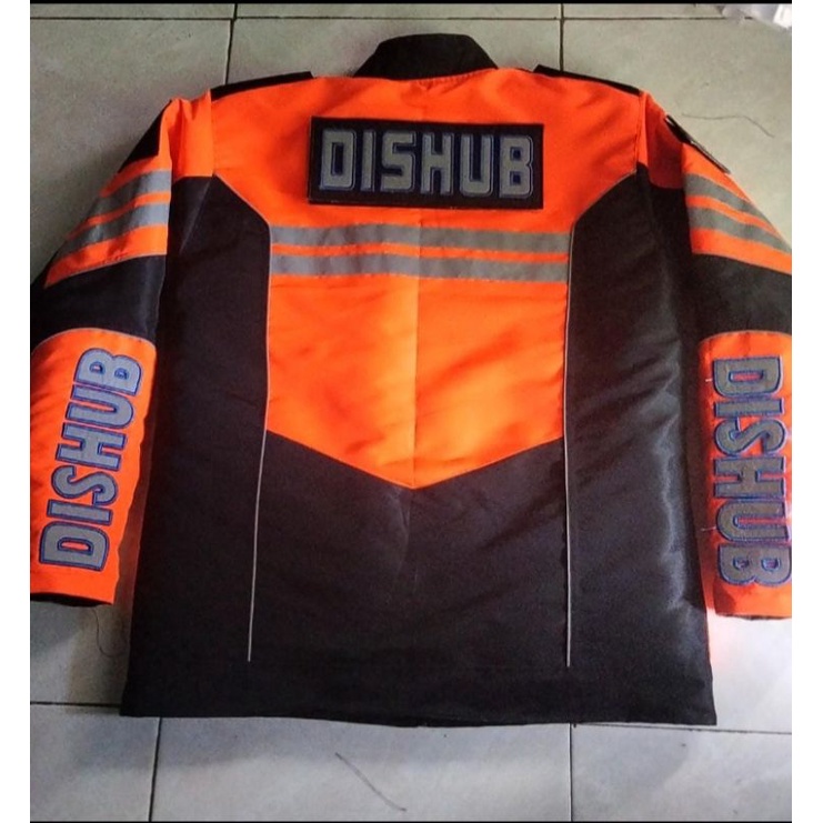 JAKET DISHUB HITAM ORANG BAHAN TASLAN WATERPROF