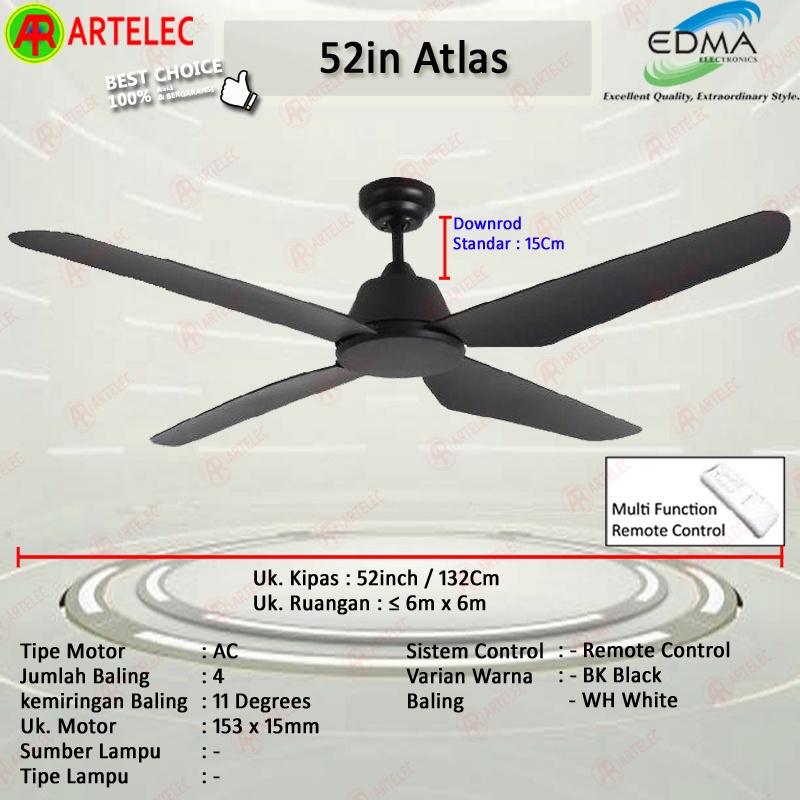 Kipas Angin Gantung MT EDMA 52in ATLAS Kipas Angin Plafon kipas angin dekorasi Mt Edma | MtEdma