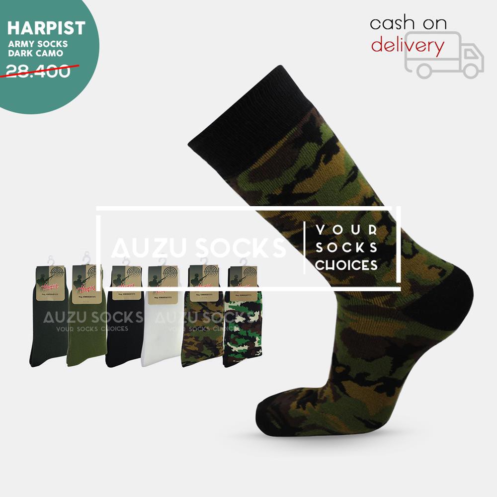 Kaos kaki tebal outdoor PDL tentara polisi militer hiking harpist - Hitam hijau kamuflase / loreng-Kamuflase hijau tua
