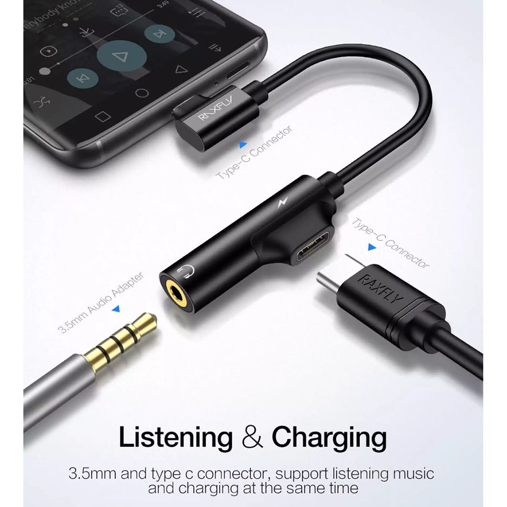 2 In 1 Kabel Adapter Konverter Audio Headphone Tipe c Ke Jack 3.5mm Untuk Huawei P20 / Pro / Xiaomi MI6 / MI 8