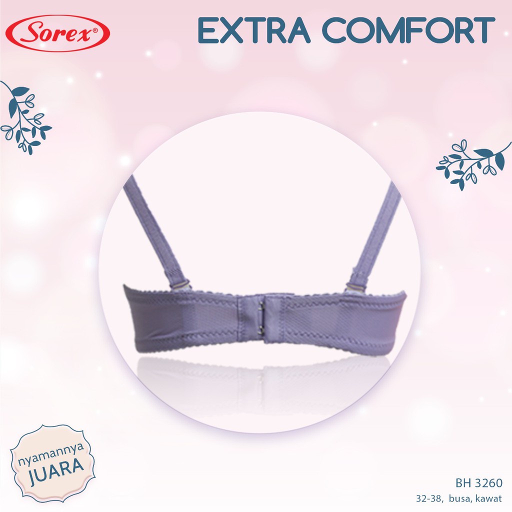 BH Sorex 3260 Pori Busa Kawat Setara Cup B Wanita Dewasa | Kancing 2 Kait Dua Sorex Bra Perempuan Extra Comfort | Sguna | Pakaian Dalam Underwear