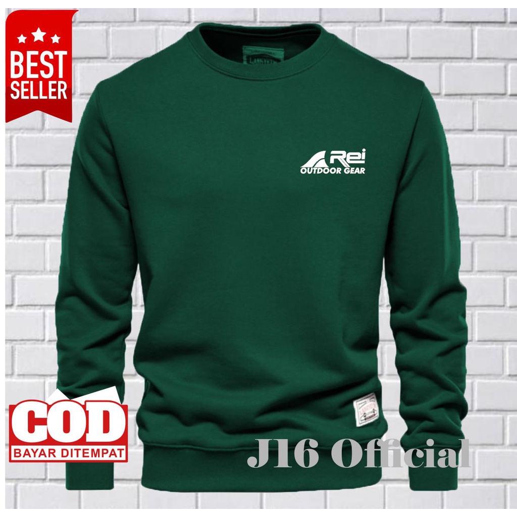 OUTDOOR REI Crewneck Sweater Oblong Pria Bahan Fleece Tebal