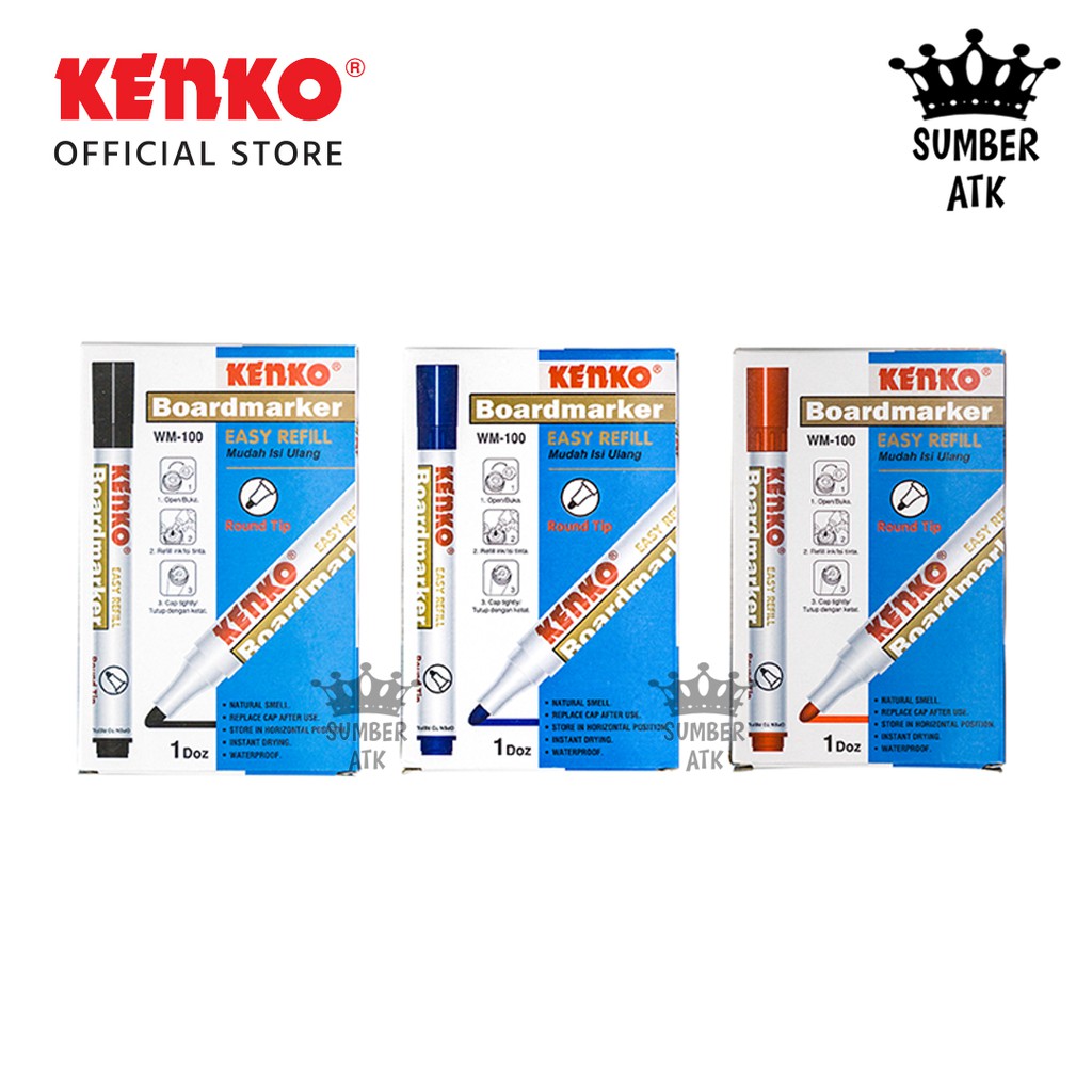 

SPIDOL WHITEBOARD MARKER KENKO WM-100 /SPIDOL PAPAN TULIS HITAM , BIRU , MERAH - 1 PCS