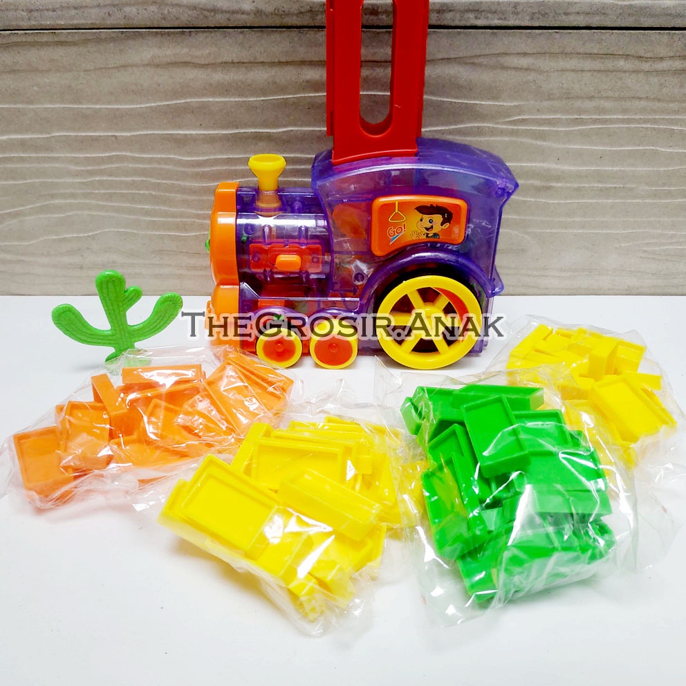 Domino Happy Train ISI 80PCS Mainan Edukasi Susun Lokomotif Kereta Api Domino