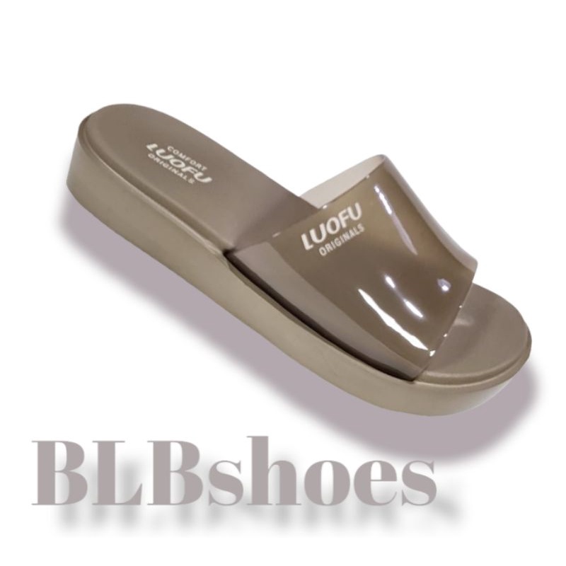 Sandal selop luofu E7199A2T-BW Import Sandal karet wanita Luofu original kekinian