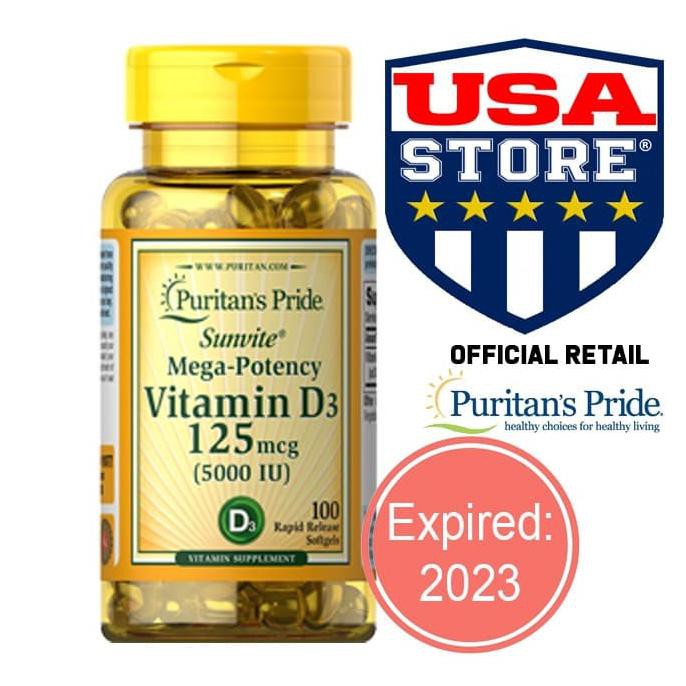 PURITAN'S PRIDE VITAMIN D3 5000 IU 100 SOFTGELS, PURITAN