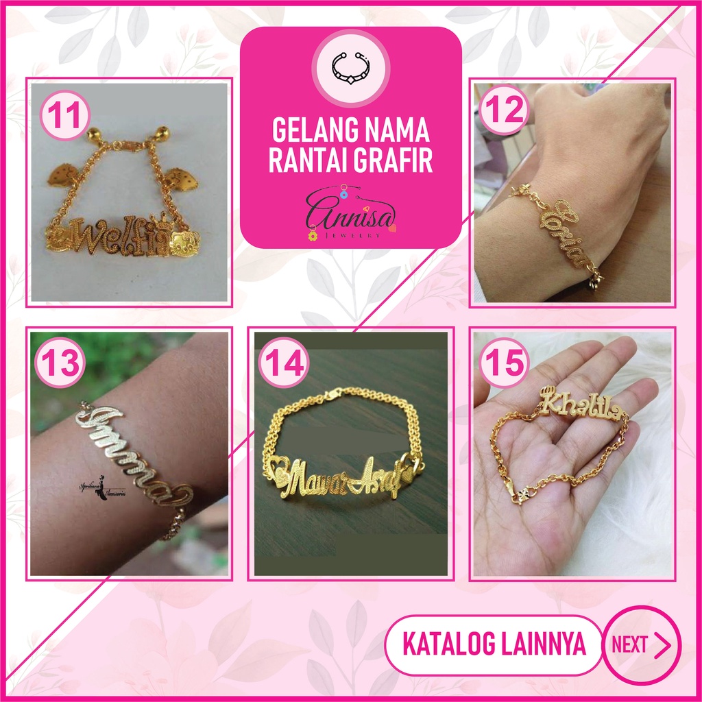 Gelang Request Nama Grafir Gold Lapis Emas 23k