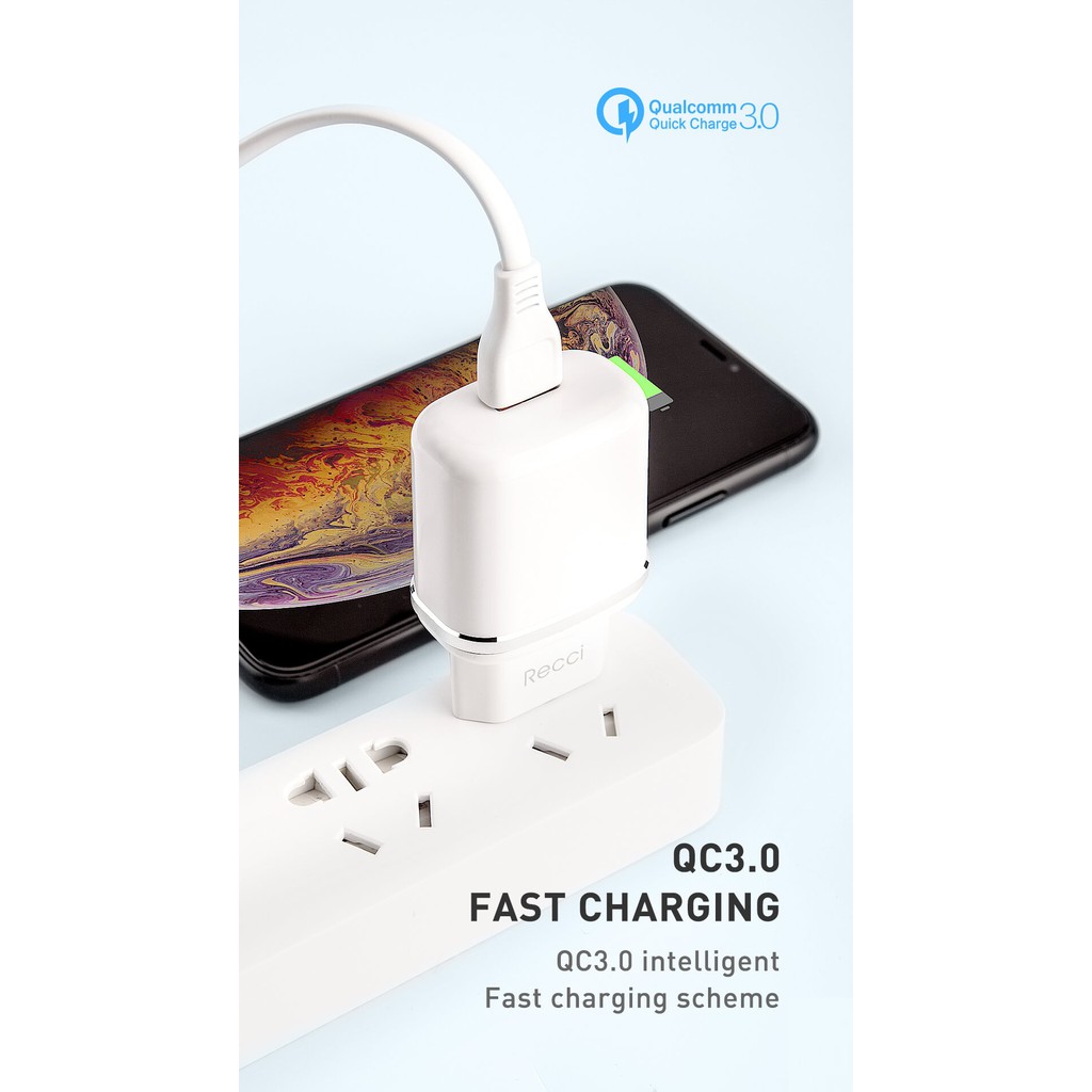 RECCI RCT-Q05E - Travel Charger Single USB Port - Support QC 3.0