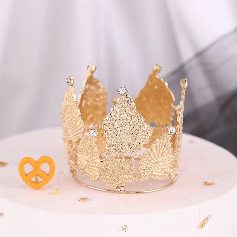 Topper Kue Bentuk Mahkota Daun Maple Tiara Warna Emas Untuk Dekorasi Pesta Ulang Tahun