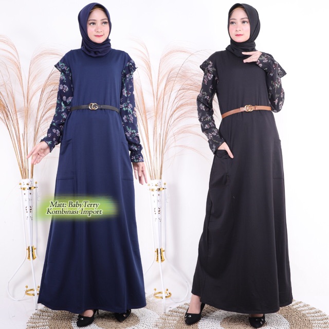 FARIDA Dress / ETANOL Maxy - Gamis Babyterry Import Mix Viscose LD105 ✅FREE BELT !! / 152-5067