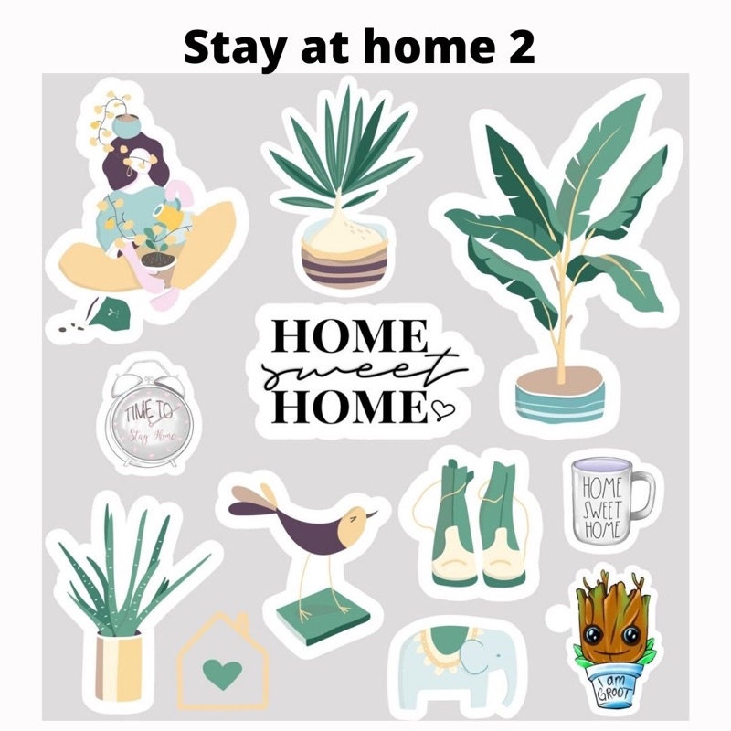 Sticker Stay At Home Sticker HP Stiker Laptop Aesthetic Tumblr Murah