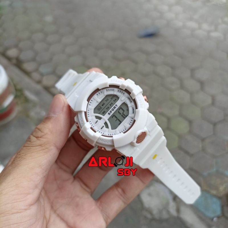 JAM TANGAN WANITA SPORT BUNGA DAISY DIGITAL STRAP RUBBER BUNGA BULAT TERMURAH