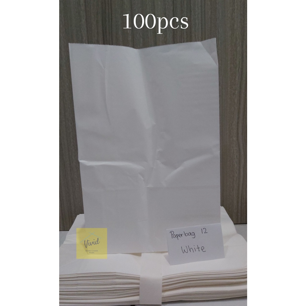 Paper Bag 12 Putih - Kantong Kertas Warna Putih - SOS Bag - Isi 100 pcs