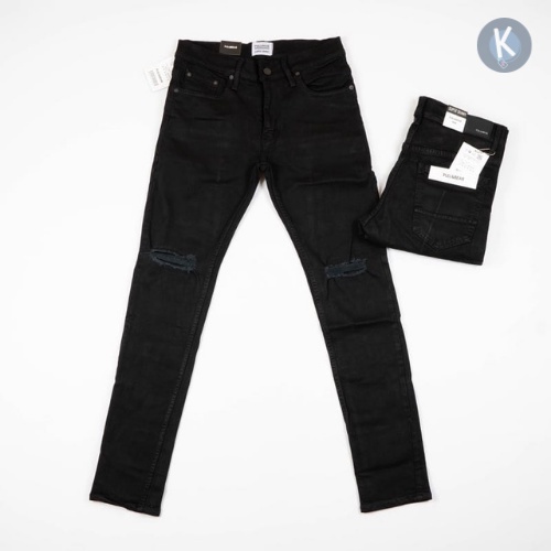 CELANA JEANS PRIA PULL&amp;BEAR FULL BLACK SKINNY PULLANDBEAR PULL &amp; BEAR PULL AND BEAR P&amp;B HITAM DENIM