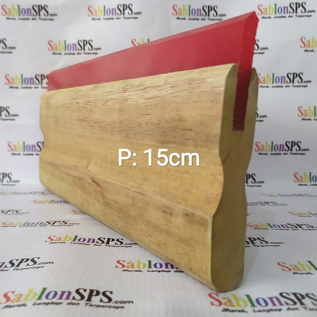 RAKEL SABLON MERAH LANCIP BESAR 7X50MM SET GAGANG KAYU P. 15CM