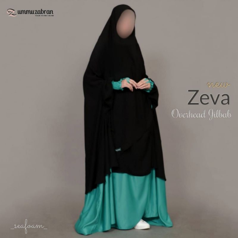 (size L seafoam) Overhead Jilbab Zeva By Ummu Zabran