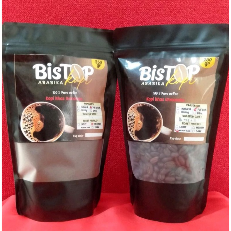 

Kopi Arabika Natural, Full wash BisTOP kopi 250 gr