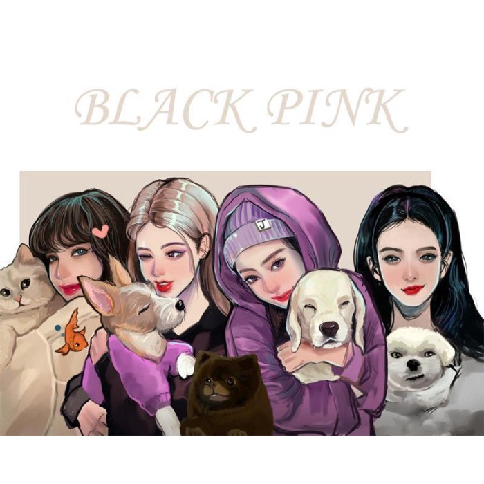 

[LOGU] Canvas paint black pink, Kanvas paint 40x50cm, Paint by number idol