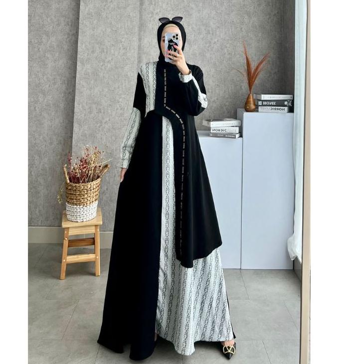 Terpopuler--Glamz Branded - Ivanka Gamis Aswan Dobby Mix Jetblack
