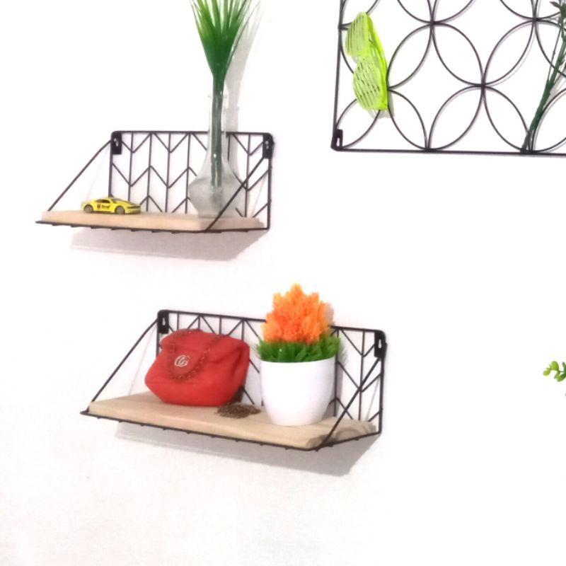 rak dinding tempel RADIT HITAM ZIG-ZAG rak serbaguna organizer shelf grid wire mesh original