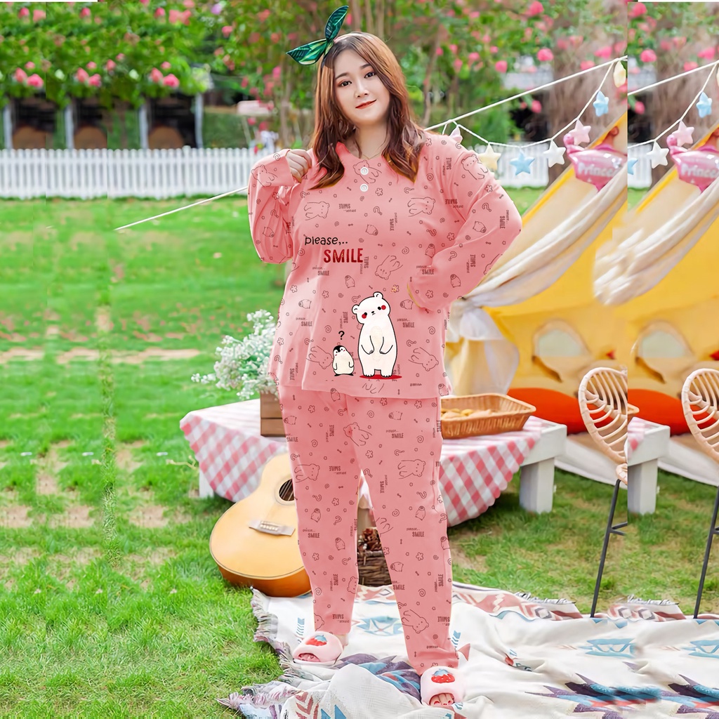 Lilipop.id  Baju Tidur Jumbo Penguin XXXL Celana Panjang PP Bigsize Lengan Panjang Baby Doll Kaos