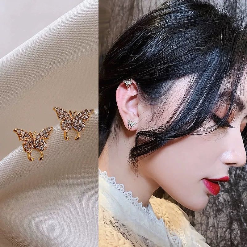 Super fairy Mori gaya kupu-kupu kancing wanita baru online populer merah dingin gaya anting-anting s