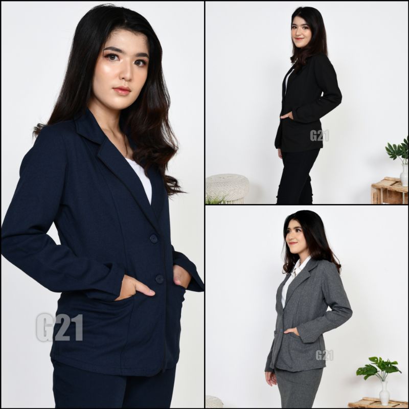 Blazer Hitam Formal Kerja Kantor Wanita 01