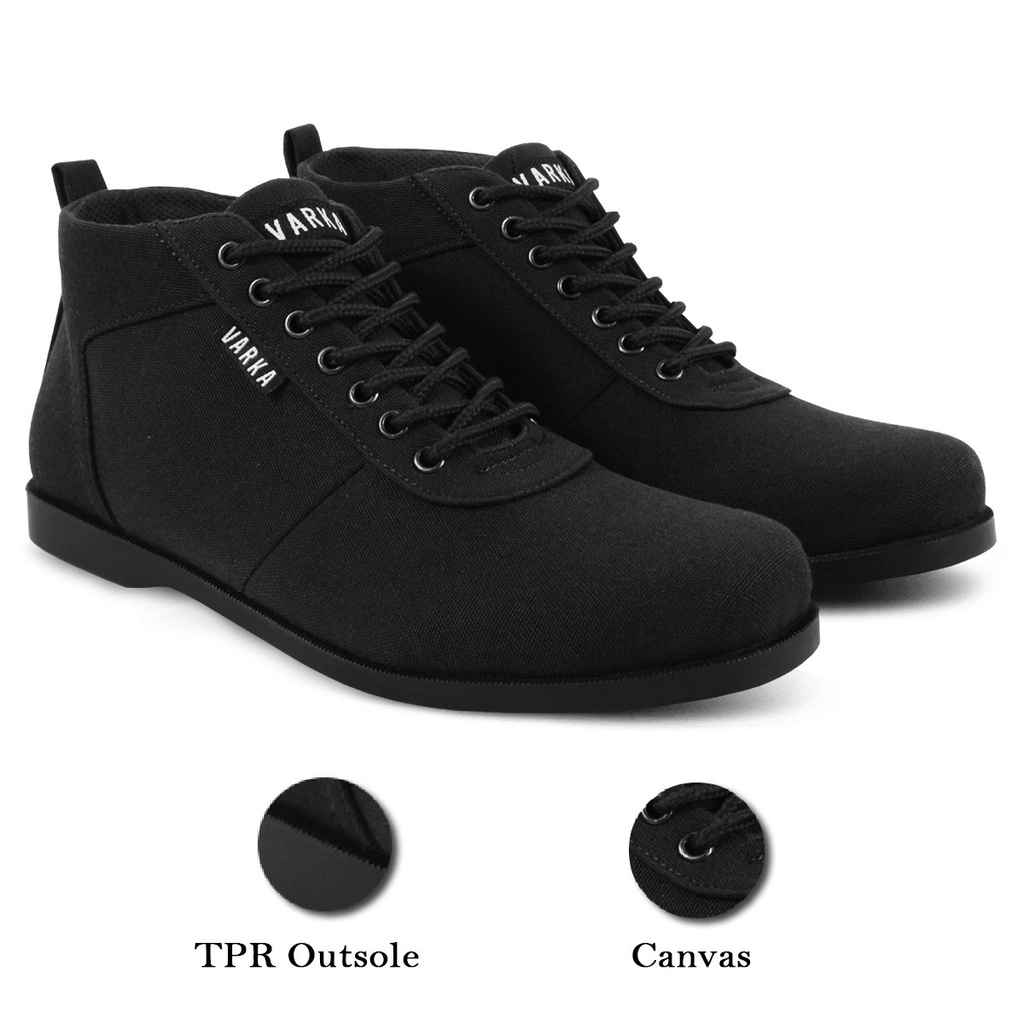 Sepatu Casual Pria V 42814 Brand Varka Sepatu Boots Semi Formal Kerja Kantor Kuliah Hangout Trendi Berkualitas Warna Hitam