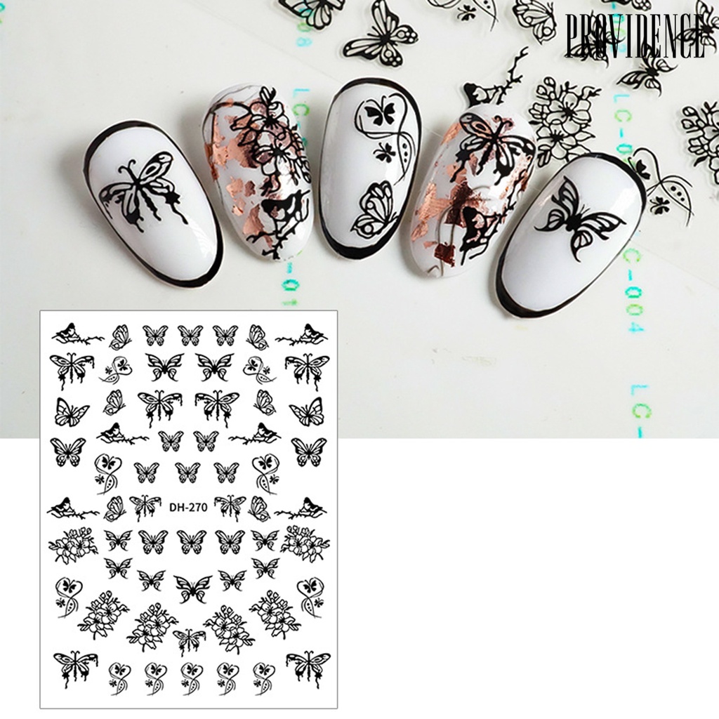 Providence Manicure Decal Delicate Exquisite Glue-free Hollow Butterfly Nail Art Transfer Sticker for Women