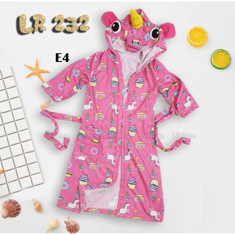 [JEWELS KIDS] HANDUK RENANG UNICORN ANAK DAN DEWASA/ HANDUK KIMONO ANAK UNICORN-KIMONO PINK
