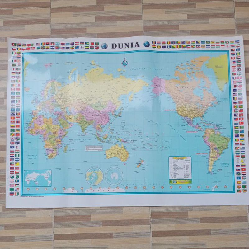 

Peta Lembaran Dunia Uk.102x72cm Tanpa Bingkai / Laminasi glossy / Edisi Terbaru Tahun 2025