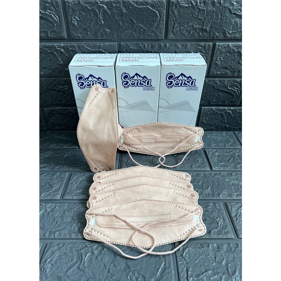 Masker KF 94 Hijab  Warna GOLD / Coklat ( Khaki ) 4Ply Super Premium MEREK [ S E N S A ] 100% ORIGIN