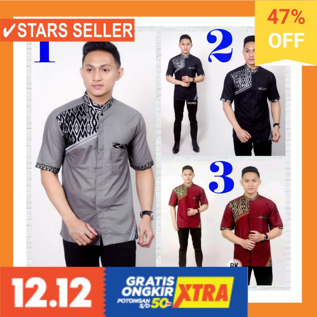 PAKAIAN MUSLIM TERBAIK PALING ANAK ORANG TUA PINK MURAH / Kemeja koko bordir batik Baju koko