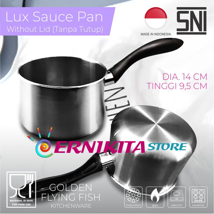 SAUCE PAN STAINLESS HAIRLINE 14CM SPC0414 - Panci Masak Tanpa Tutup Food Grade Material