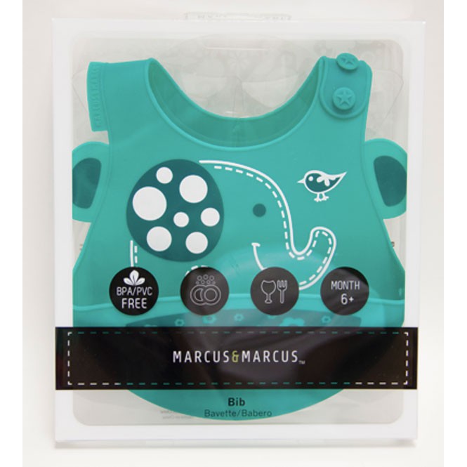 Marcus and Marcus baby Bib - Green Elephant - Celemek