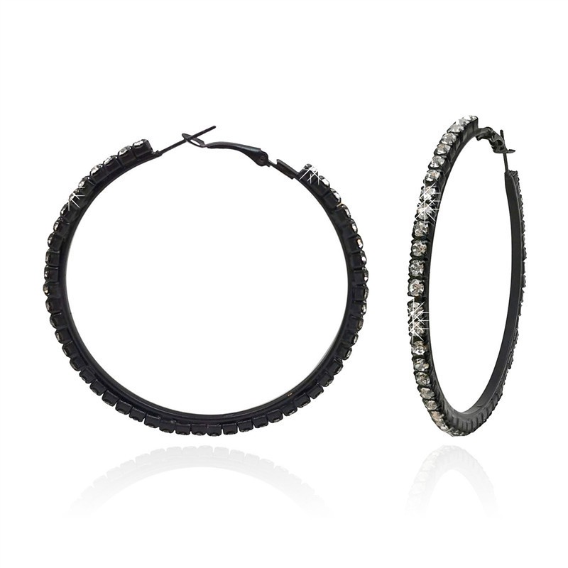 LRC Anting Tusuk Elegant Full Diamond Decorated Circular Ring Shape Earrings EHD6