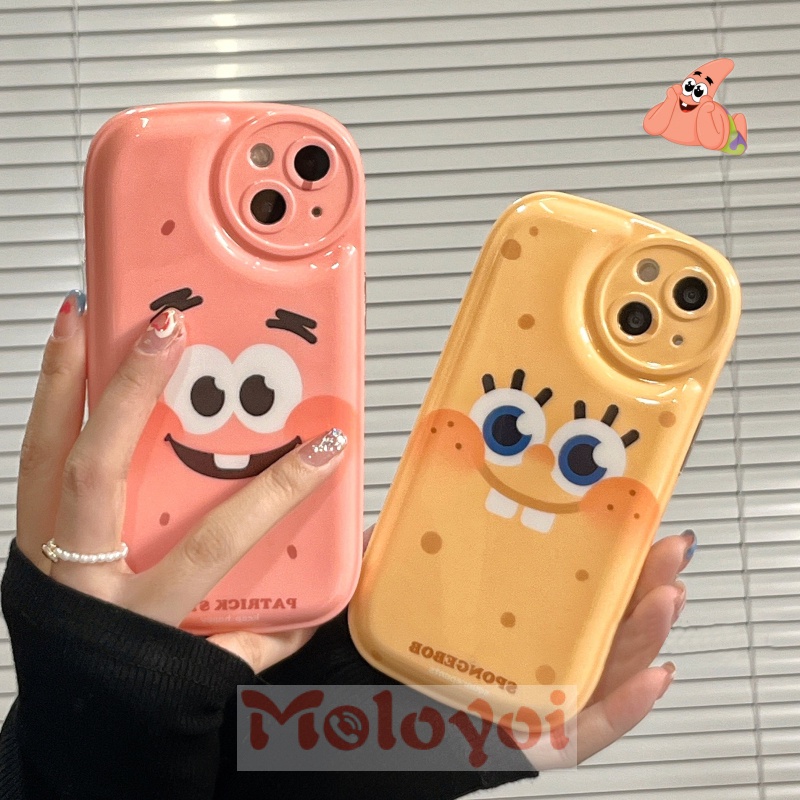 Soft Case Silikon TPU Tebal Motif SpongeBob Untuk IPhone 11 13 12 Pro MAX XR 7 8 Plus X XS MAX 6 6s Plus SE 2020