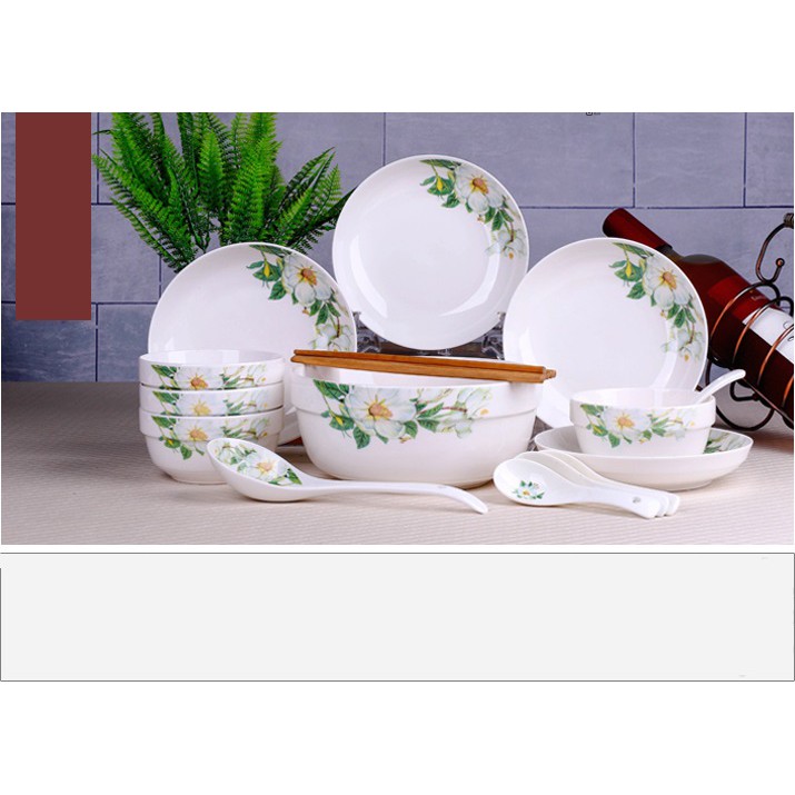 Piring Keramik Set Bunga Cantik - Dinner Plate Set Piring Keramik - Piring Cantik