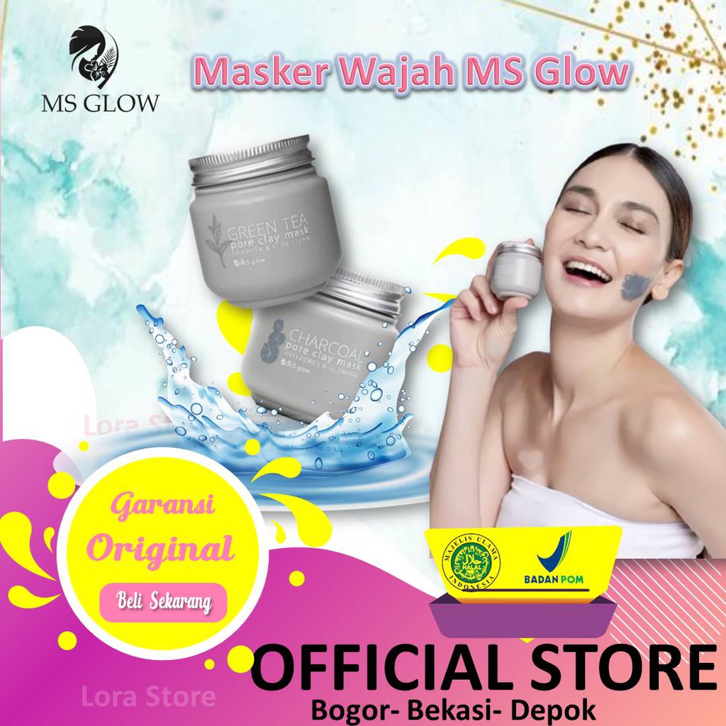 Masker Wajah Greentea dan Charcoal MS GLOW Memutihkan melembutkan Mengangkat Komedo