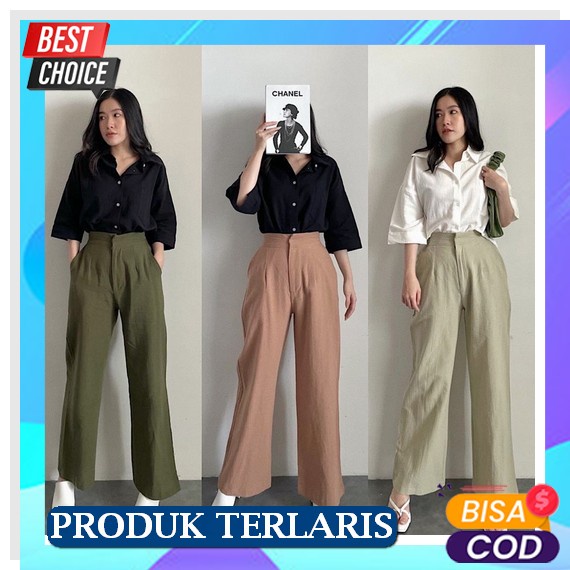 Mauri Kulot Pants Bl Bahan Kain Katun Streach Celana Wanita Kekinian Kulot Wanita Celana Wanita Rema