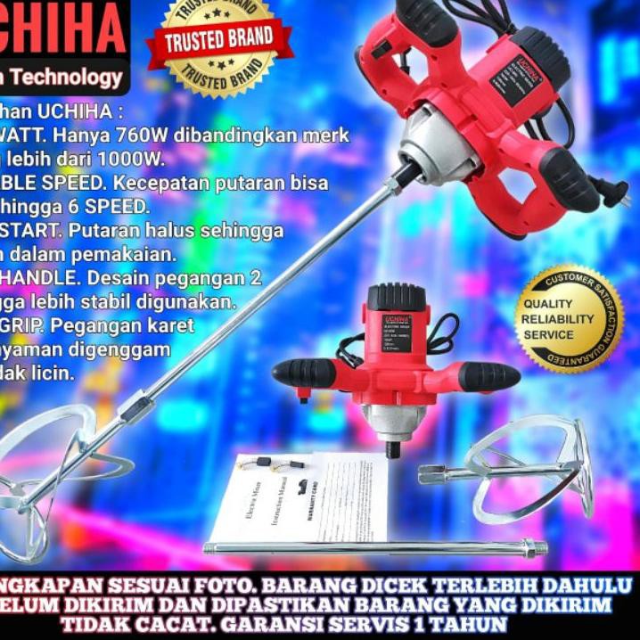 Model Baru.. Bor Power Mixer merk uchiha Alat Pengaduk Cat Semen Loloh Electric Mixer Tools promo te
