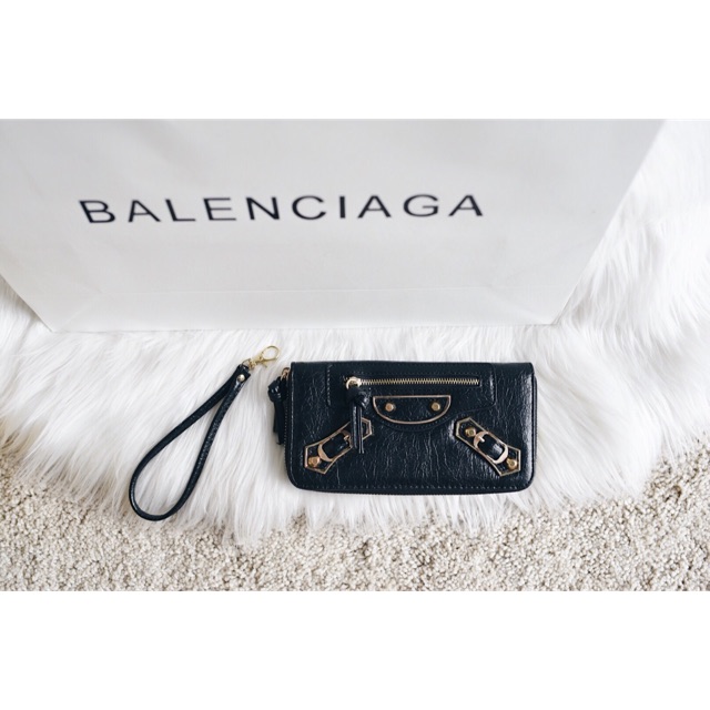 Balenciaga Metallic Edge Long Zipper Wallet