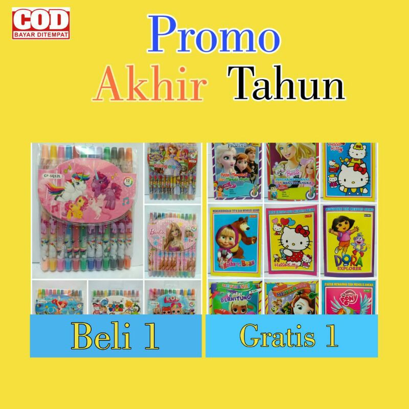 

Krayon putar panjang 12 warna murah Gratis 1 pics buku